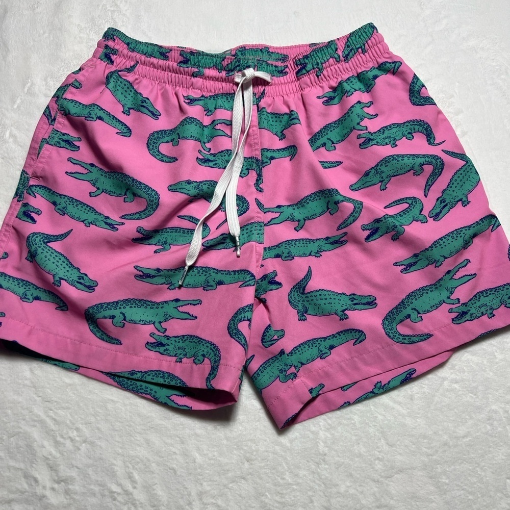 Men's Pink Alligator Print Swim Shorts
